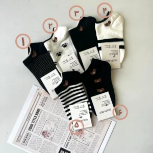 جوراب مچی تدی دخترانه با رنگبندی مشکی سفید- لباس زنانه