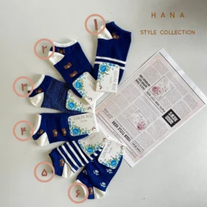 جوراب مچی تدی دخترانه با رنگبندی آبی سفید- لباس زنانه