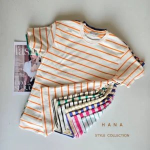 تنخور تیشرت کبریتی راه راه زنانه با جزییات رنگبندی- لباس دخترانه