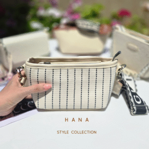 کیف کتان راه راه دخترانه با دسته جیکبوز مناسب استایل مینیمال- لباس زنانه