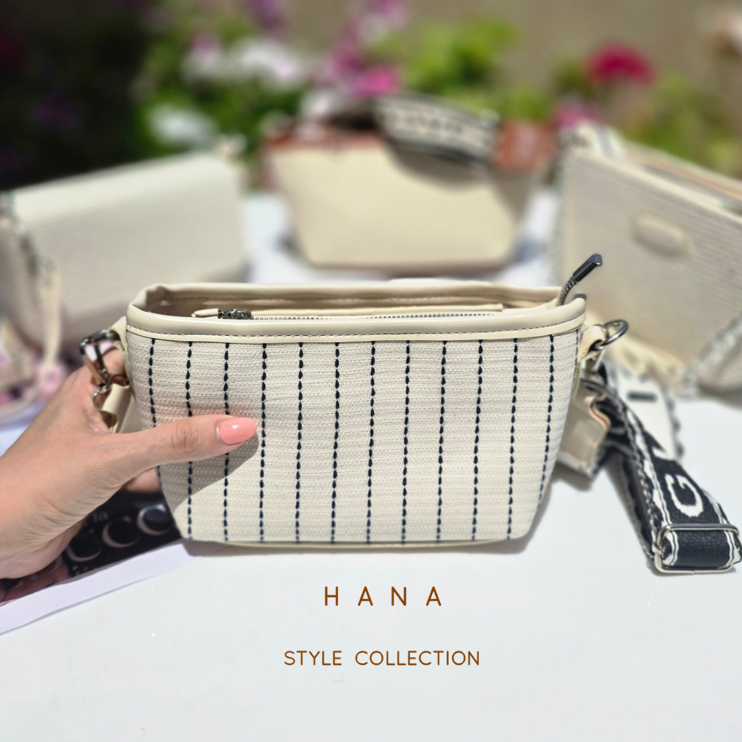 کیف کتان راه راه دخترانه با دسته جیکبوز مناسب استایل مینیمال- لباس زنانه