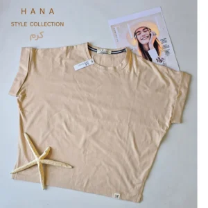 تیشرت کراپ پنبه آستین پاکتی کرم زنانه- لباس دخترانه مینیمال