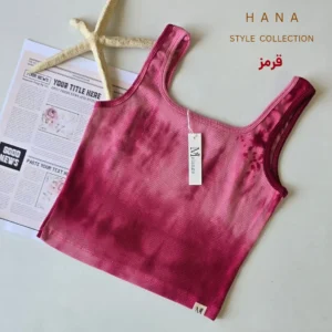 کراپ تاپ کبریتی زرشکی آبرنگی یقه خشتی دخترانه مناسب استایل مینیمال- لباس زنانه