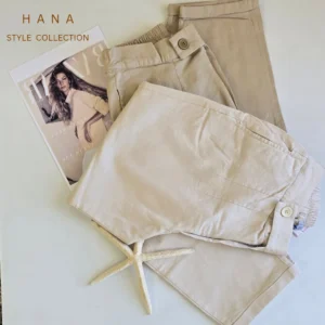 شلوار اسلیم کتان زنانه در رنگبندی کرم- لباس دخترانه شیک