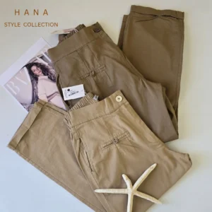 شلوار اسلیم کتان زنانه در رنگبندی قهوه ای- لباس دخترانه شیک