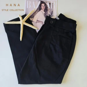 شلوار اسلیم کتان مشکی زنانه- لباس دخترانه شیک