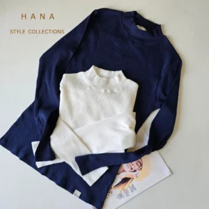 بلوز یقه ایستاده کبریتی زنانه در دو رنگ سفید، سورمه ای- لباس دخترانه