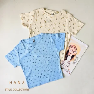 کراپ آستین کوتاه پینترستی زنانه در دو طرح گل ریز آبی و سفید، لباس دخترانه