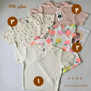 کراپ آستین کوتاه طرحدار دخترانه سایز دو ایکس لارج، لباس زنانه