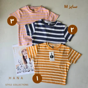 کراپ آستین کوتاه رینگی دخترانه سایز مدیوم در سه رنگ شاد، لباس دخترانه