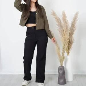 تنخور شلوار مشکی نیم بگ کتان کش زنانه- لباس دخترانه