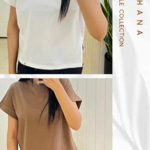 تنخور تیشرت کراپ پنبه آستین پاکتی دخترانه- لباس زنانه