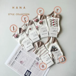 جوراب مچی دخترانه با طرح گوزن با ترکیب رنگ سفید و کرم- لباس زنانه