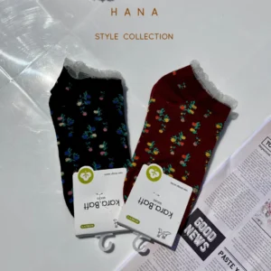 جوراب مچی گل دار لبه توری زنانه در دو رنگ زرشکی و مشکی- لباس دخترانه مینیمال