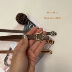 کمربند تسمه ۱.۵ سانت سگک ستاره دخترانه مناسب استایل مینیمال- لباس زنانه