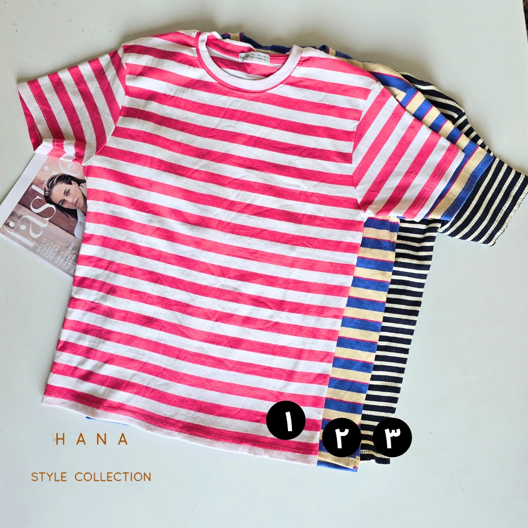 تیشرت کبریتی رینگی زنانه با استایل جذب در رنگبندی صورتی، بنفش و مشکی- لباس دخترانه