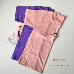 تیشرت نرمال نایک زنانه مناسب استایل روزمره در دو رنگ صورتی و بنفش- لباس دخترانه شیک