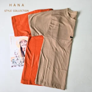 تیشرت نرمال نایک دخترانه مناسب استایل روزمره در دو رنگ نسکافه ای و نارنجی- لباس زنانه شیک