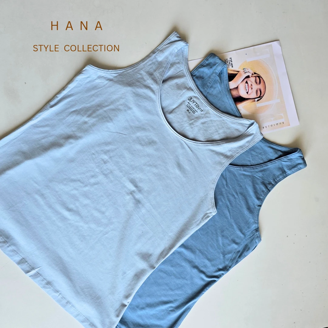 تاپ رکابی راحتی سوپرپنبه زنانه در دو رنگ آب روشن و آبی پررنگ- لباس دخترانه