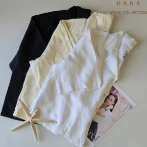 شومیز سبز لینن برشکا زنانه در سه رنگ کرم، سفید و مشکی- لباس دخترانه شیک