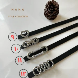 کمربند تسمه ۱.۵ سانت سگک فانتزی دخترانه با رنگ مشکی- لباس زنانه شیک