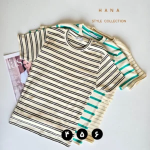 تیشرت کبریتی رینگی زنانه با استایل جذب در رنگبندی مشکی، سبز و کرم- لباس دخترانه