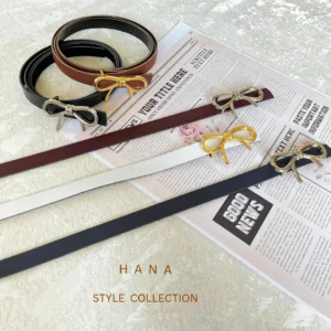 کمربند تسمه 1.5 سانت زنانه با سگک فلزی پاپیون مناسب استایل مینیمال- لباس دخترانه شیک