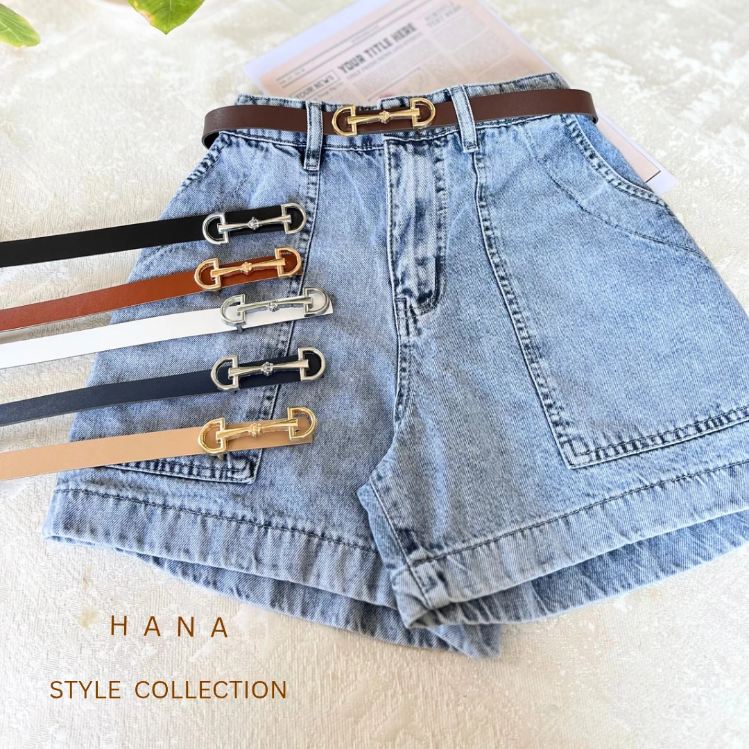 تنخور کمربند تسمه 2 سانت زنانه با سگک فلزی ماسیمو مناسب استایل مینیمال- لباس دخترانه