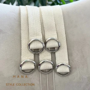 کمربند کنفی رنگ روشن با سگک گرد فلزی زنانه- لباس دخترانه