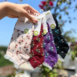 جوراب مچی گل دار لبه توری زنانه- لباس دخترانه مینیمال