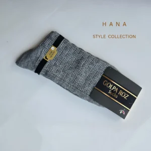 جوراب طوسی روشن ساق بلند نخ پنبه مردانه طرح چهارخونه- لباس مردانه