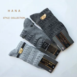 جوراب ساق بلند نخ پنبه مردانه در سه رنگ ذغالی، طوسی روشن و طوسی ملانژ طرح لوزی- لباس مردانه