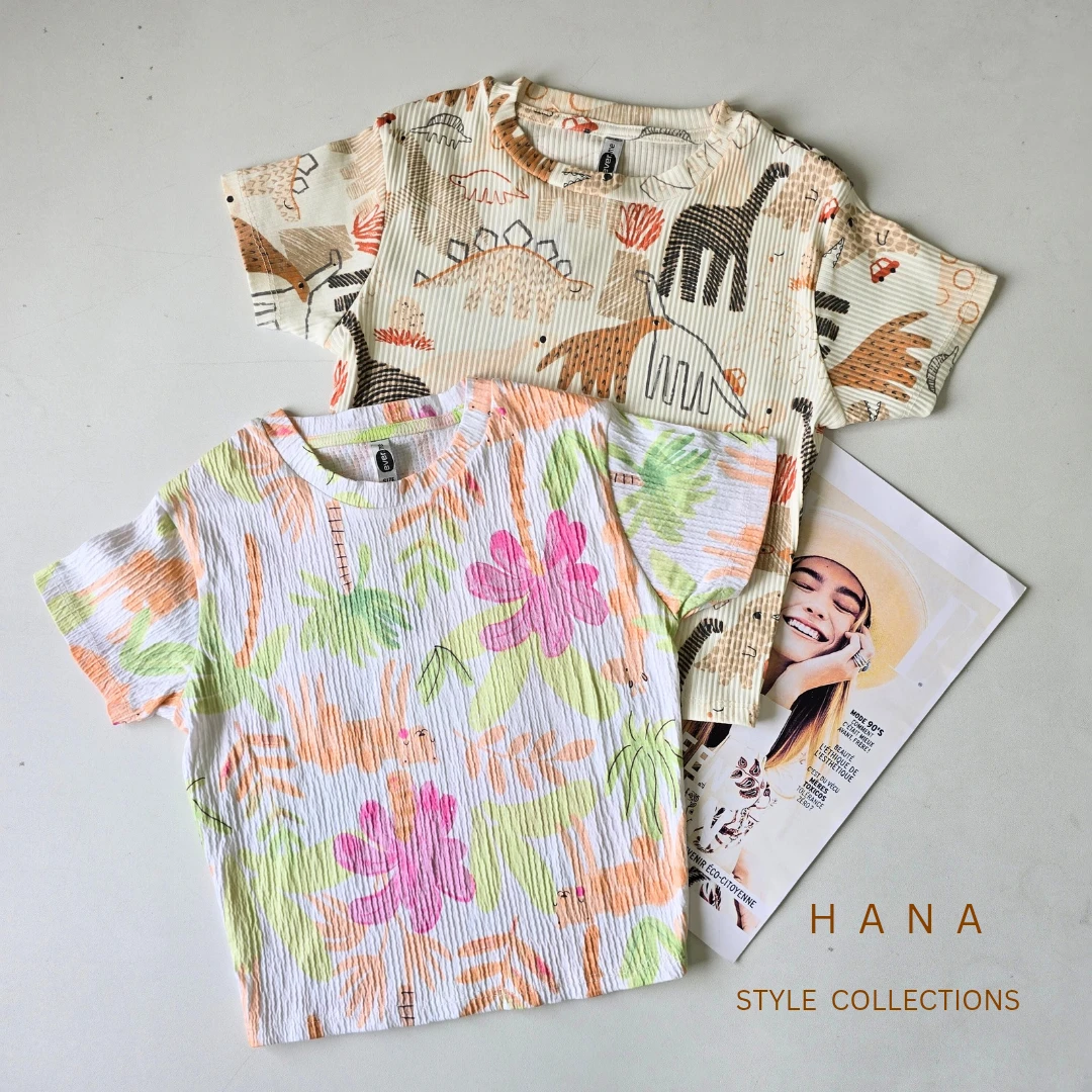 کراپ آستین کوتاه طرحدار زنانه در دو طرح شاد، لباس دخترانه شیک