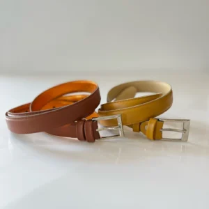 کمربند دوردوخت 2.5 سانت زبانه دار دخترانه در دو رنگ خردلی و عسلی- لباس زنانه