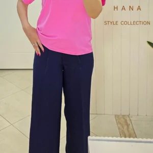 تنخور شلوار نیم بگ مازراتی سورمه ای زنانه مناسب استایل های رسمی و شیک- لباس دخترانه