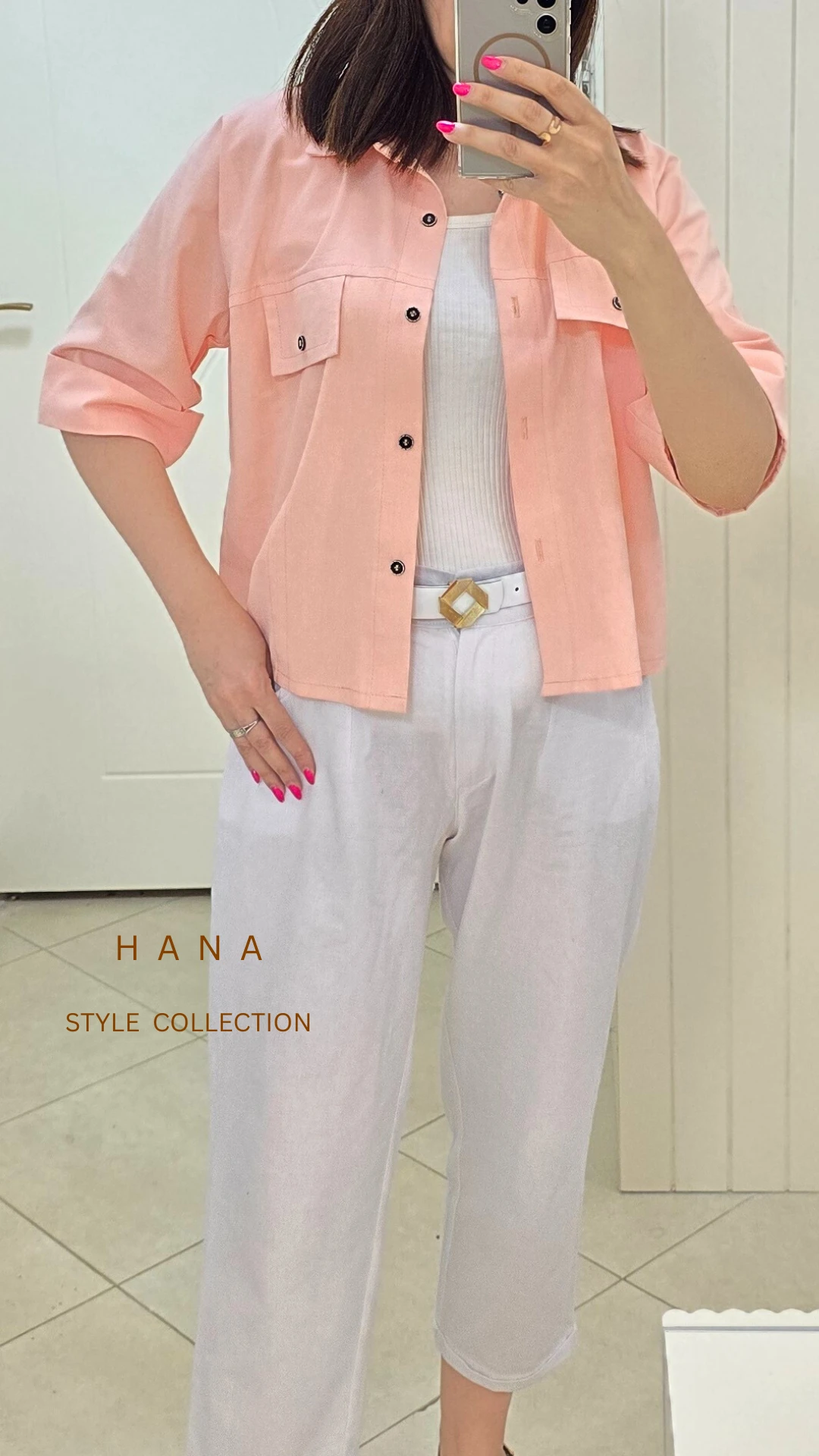 تنخور شومیز باکسی گلبهی لینن زنانه مناسب استایل روزمره- لباس دخترانه مینیمال