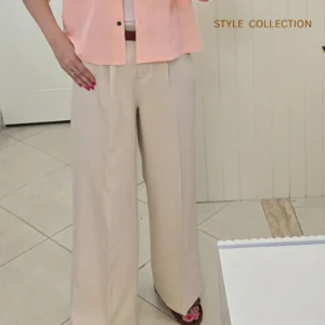 تنخور شلوار بگ مازراتی کرم زنانه مناسب استایل های رسمی و شیک- لباس دخترانه