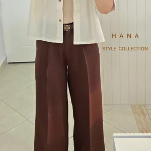 تنخور شلوار بگ مازراتی قهوه ای دخترانه مناسب استایل های رسمی و شیک- لباس زنانه