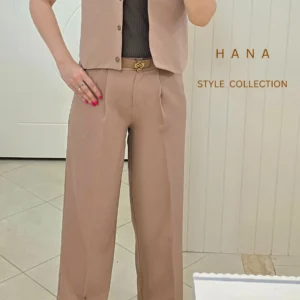 تنخور ژیله شلوار مازراتی دخترانه رنگ نسکافه ای مناسب استایل رسمی و شیک - لباس زنانه