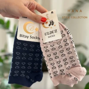 جوراب مچی دخترانه با طرح قلبی در دو رنگ صورتی و سورمه ای- لباس زنانه