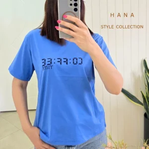 تنخور تیشرت آبی سوپرپنبه دخترانه با طرح چاپی coffee مناسب استایل راحتی- لباس دخترانه