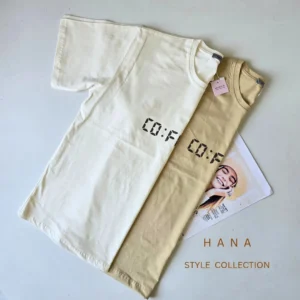 تیشرت سوپرپنبه دخترانه با طرح چاپی coffee در دو رنگ شیری و کرم- لباس زنانه شیک