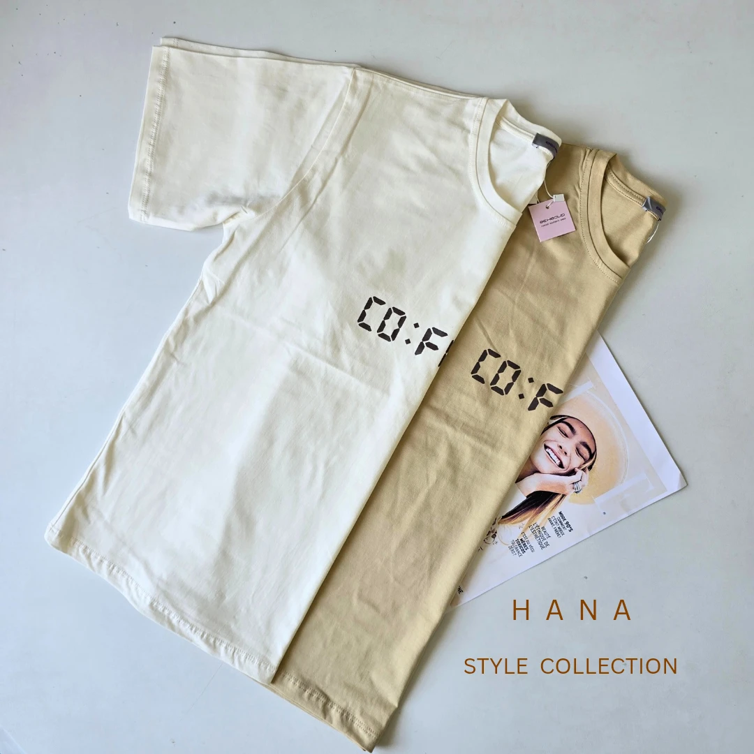 تیشرت سوپرپنبه دخترانه با طرح چاپی coffee در دو رنگ شیری و کرم- لباس زنانه شیک