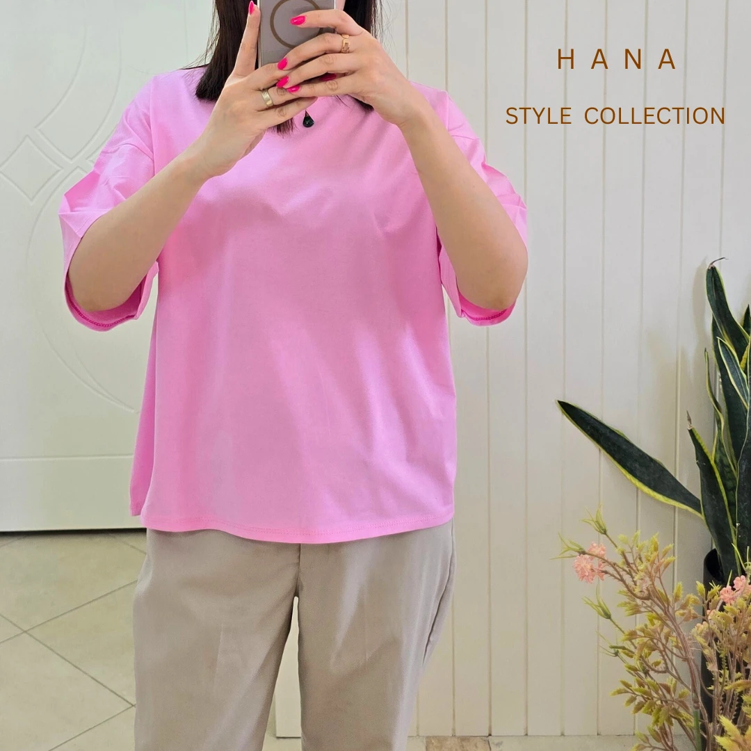تنخور تیشرت باکسی صورتی زنانه مناسب استایل روزمره- لباس دخترانه مینیمال