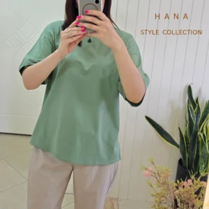 تنخور تیشرت باکسی سبز پاستیلی زنانه مناسب استایل روزمره- لباس دخترانه مینیمال