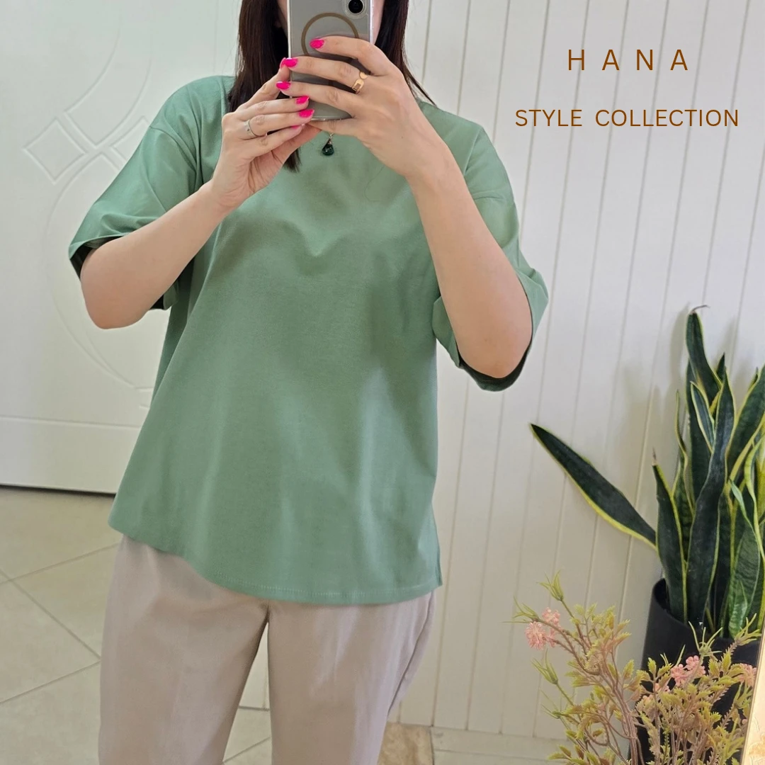 تنخور تیشرت باکسی سبز پاستیلی زنانه مناسب استایل روزمره- لباس دخترانه مینیمال