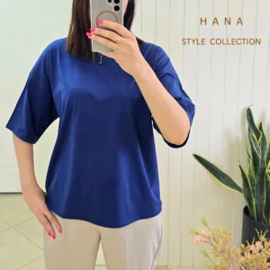 تنخور تیشرت باکسی سورمه ای زنانه مناسب استایل روزمره- لباس دخترانه