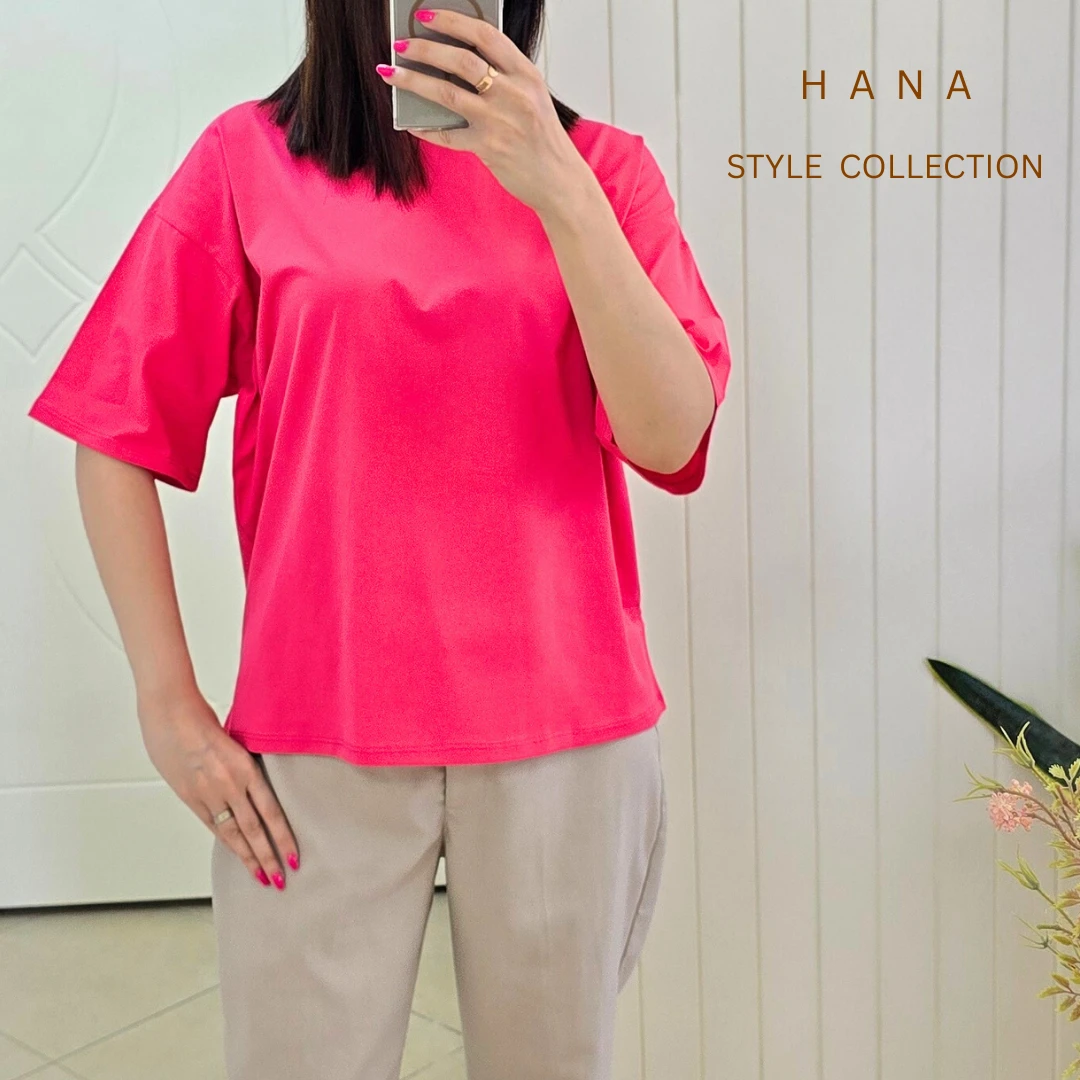 تنخور تیشرت باکسی سرخابی دخترانه مناسب استایل راحتی- لباس زنانه شیک