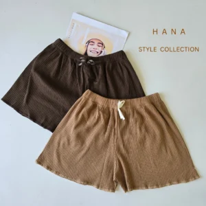 شورتک راحتی کبریتی زنانه در دو رنگ نسکافه ای و قهوه ای- لباس دخترانه