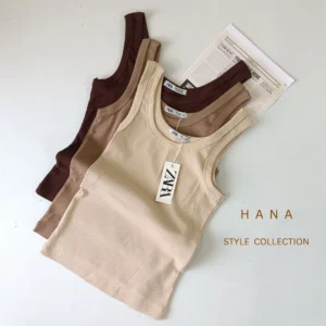 تاپ رکابی کبریتی زنانه از برند زارا در سه رنگ قهوه ای، نسکافه ای و کرم مناسب استایل روزمره - لباس دخترانه مینیمال